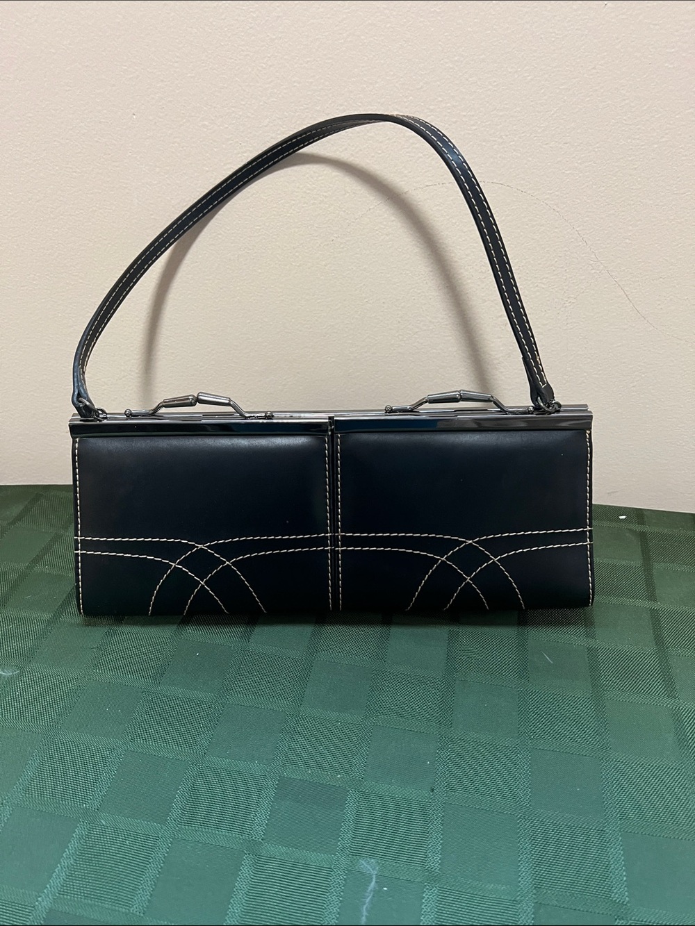 Alberto Black Shoulder Bag with Contrast Stitching